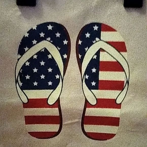 Beach Bag, USA Flip flop design, Large Tote Bag, Weekender Bag, lightweight - Picture 5 of 7